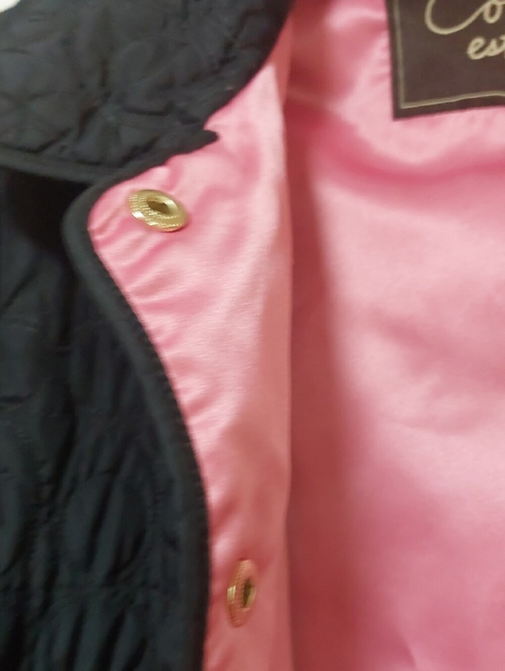 Coach Black Quilted Puffer Jacket with Pink Lining. Size L - Picture 7 of 13